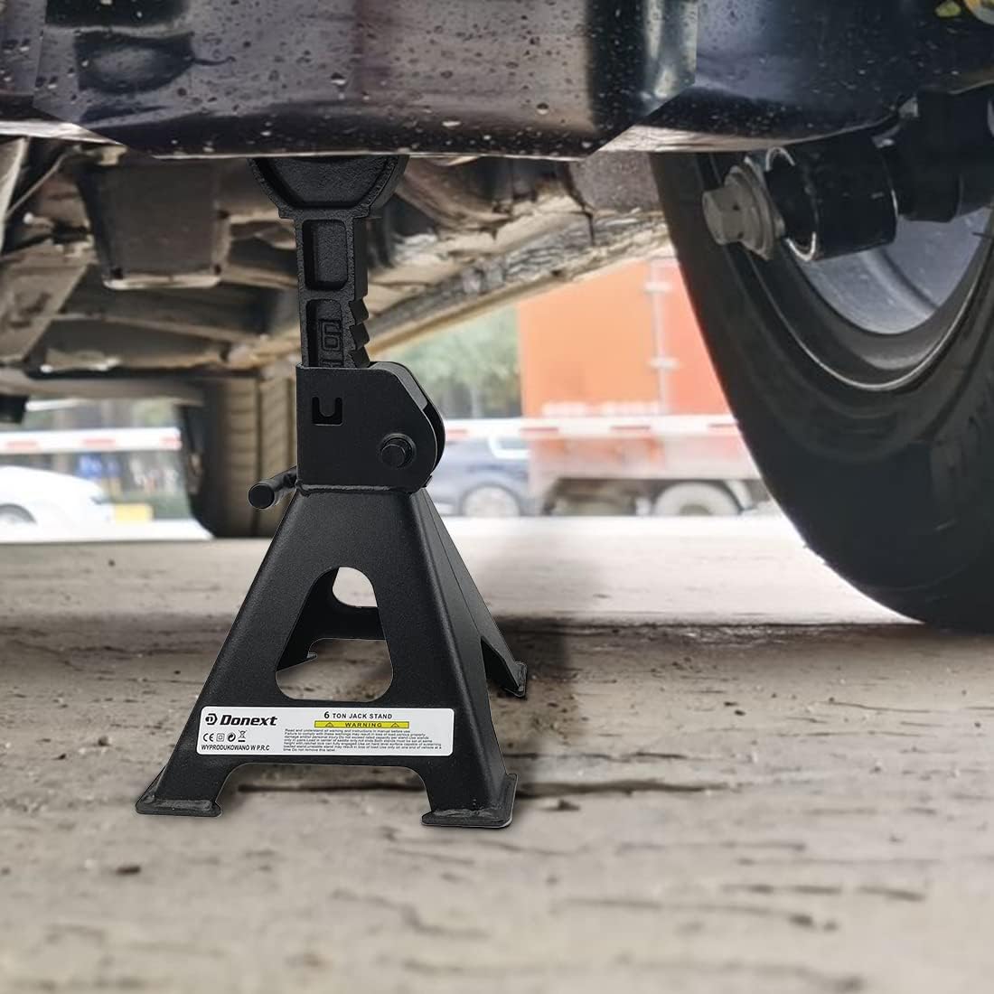 Donext Jack Stand 6 Ton Capacity Steel, Self-Locking Lifting Design Heavy Duty Jack Stands for Auto Vehicle Truck SUV, 1 Pair, Black