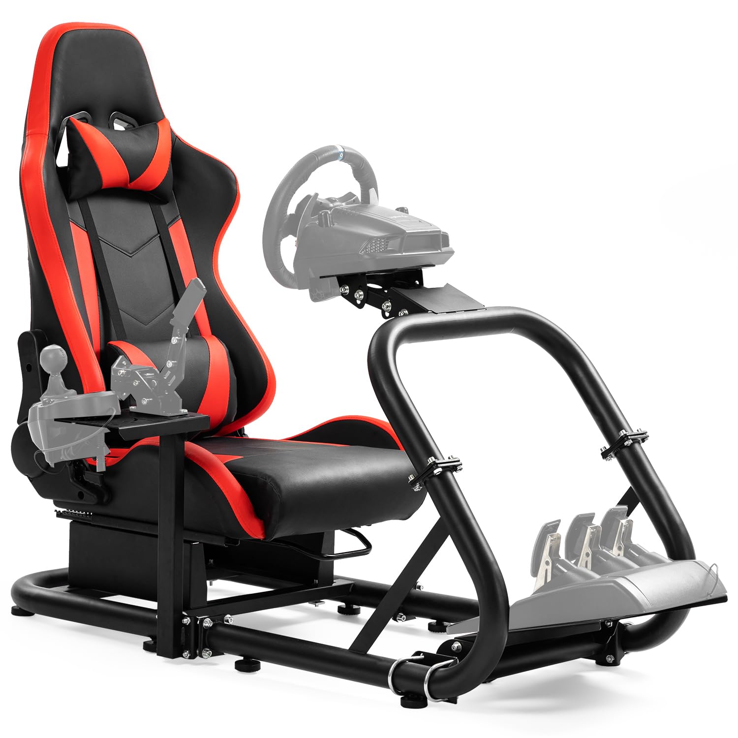Mokapit Racing Simulator Cockpit with Red Seat,50mm Large Round Tube & More Stable,Fit for Thrustmaster/Logitech/Fanatec G920 G923 G29,Professional