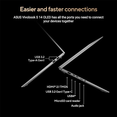 ASUS Vivobook S 14 OLED Slim Laptop, AMD Ryzen AI 9 365(10 Cores), 24GB, 1TB SSD, Customizable RGB Keyboard, Cool Silver, M5406WA-AH94