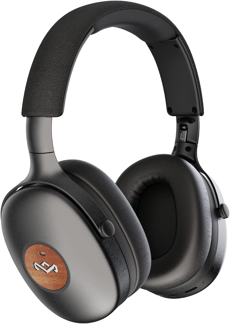 House of Marley Positive Vibration XL: Over-Ear Headphones with Microphone, Wireless Bluetooth Connectivity, and 24 Hours of Playtime (Black)
