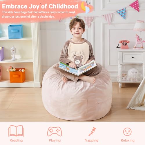 Bean Bag Chairs for Adults - Giant Bean Bag Chair Convertible Bean Bag Bed - Beanbag Chair with Micro Fiber Cover/Furniture Foam Filler