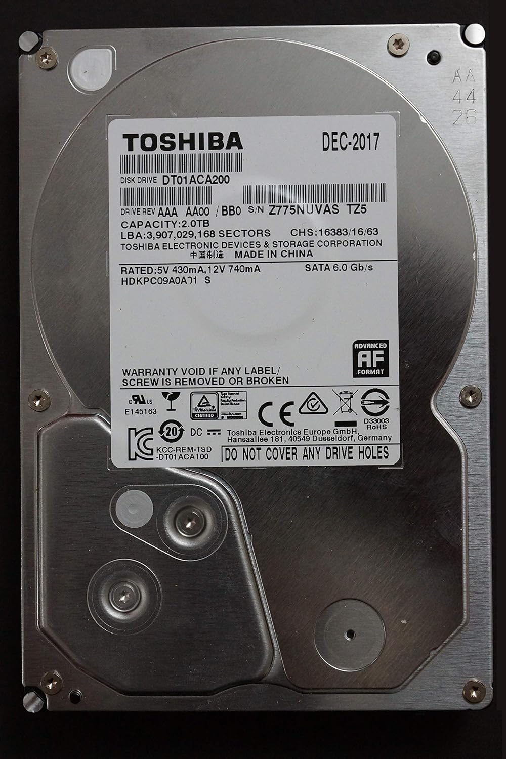 Toshiba DT01ACA200 2TB 7200 RPM 3.5'' SATA (Silver)
