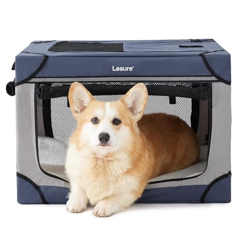 Lesure Soft Collapsible Dog Crate - 42 Inch Portable Travel Crate for Extra Large Dogs Indoor & Outdoor