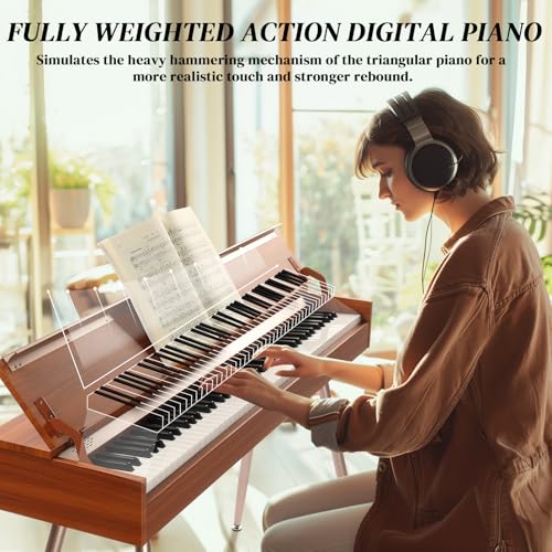 Ktaxon 88 Key Weighted Keyboard Piano Digital Piano with Dream Sound Chip, MIDI/USB Connectivity, Works with Music Software Includes Headphones