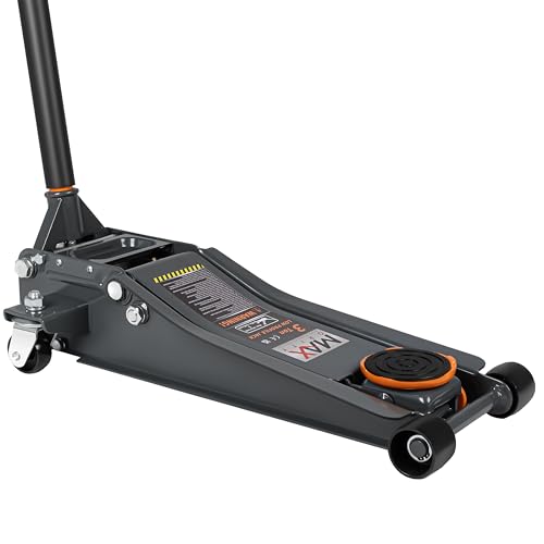 3-Ton (6600lbs) Low-Profile Dual Pistons Heavy-Duty Steel Racing Floor Jack with Quick Lift Hydraulic Pump