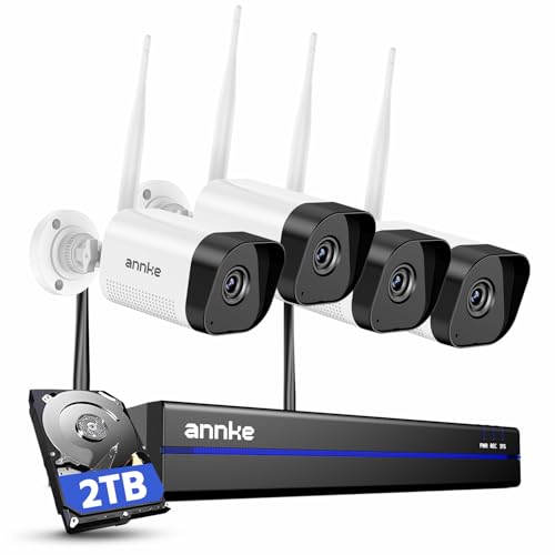 ANNKE 16CH 4K Wireless Security Camera System, Expandable 4K NVR with 4 X 8MP Outdoor Cameras, 2TB HDD, Dual-Band WiFi, Two-Way Talk, Human Detected