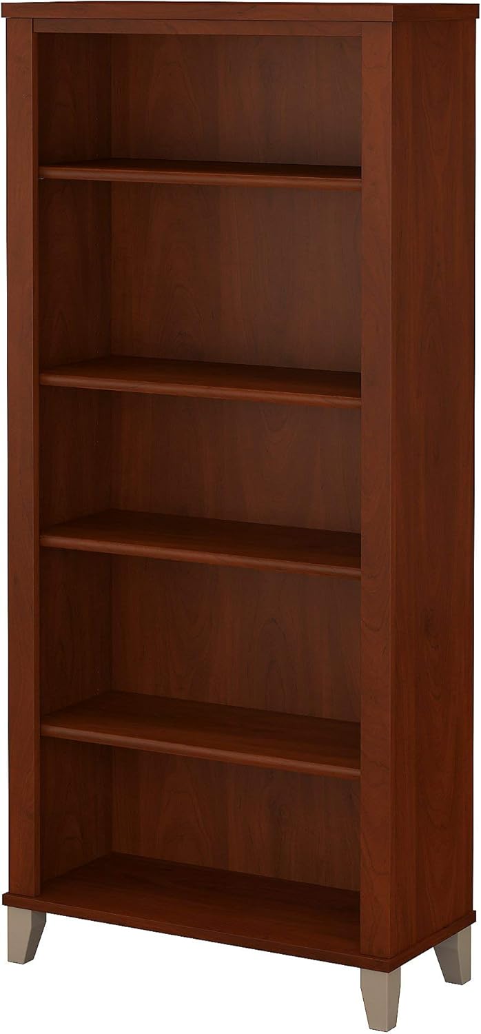 Bush Furniture Tall 5 Shelf Bookcase, Hansen Cherry