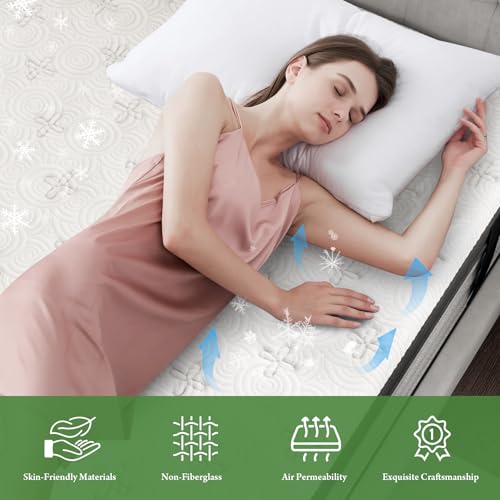 Onlylucky Full Size Mattress - 12 Inch Gel Memory Foam Mattress with Individual Pocket Spring for Pressure Relief & Motion Isolation