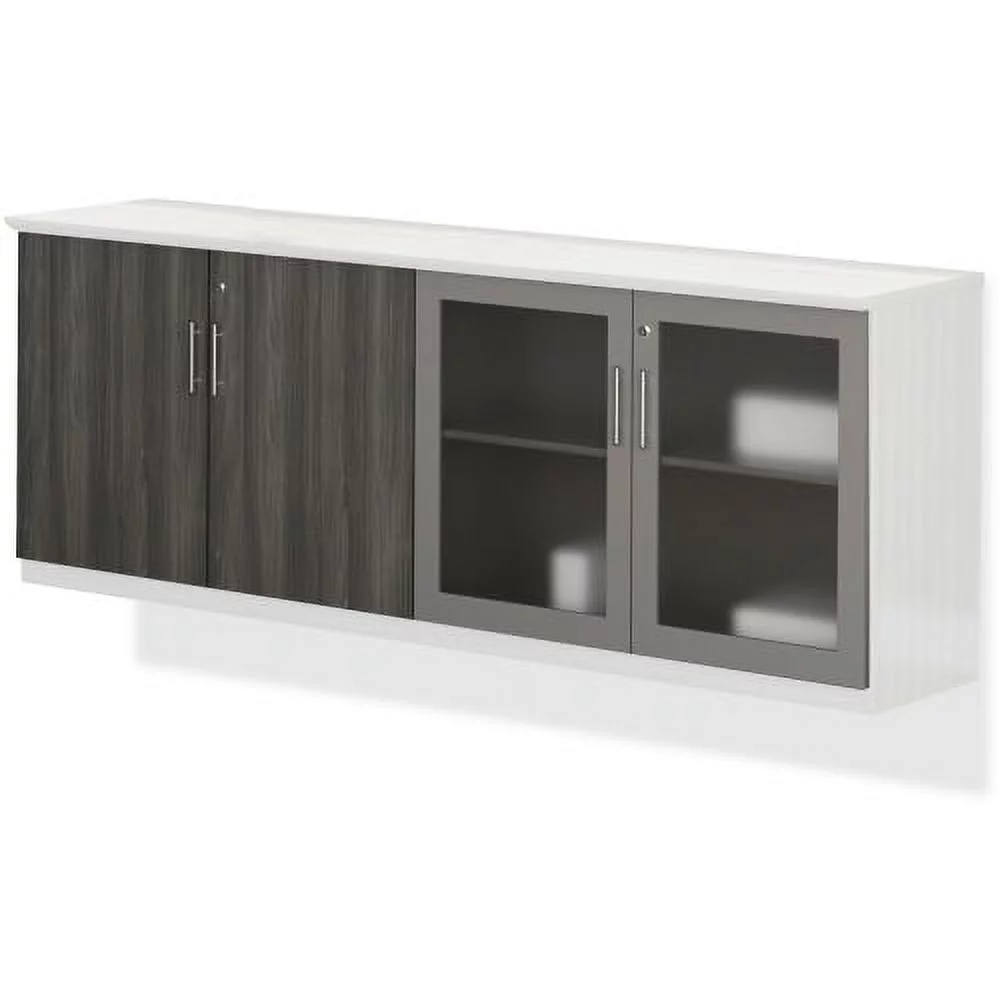 Mayline Medina Series Low Wall Cabinet Doors Contemporary - 34.9" Width x 26.7" Height x 600 mil Thickness - Glass, Wood - Gray, Laminate