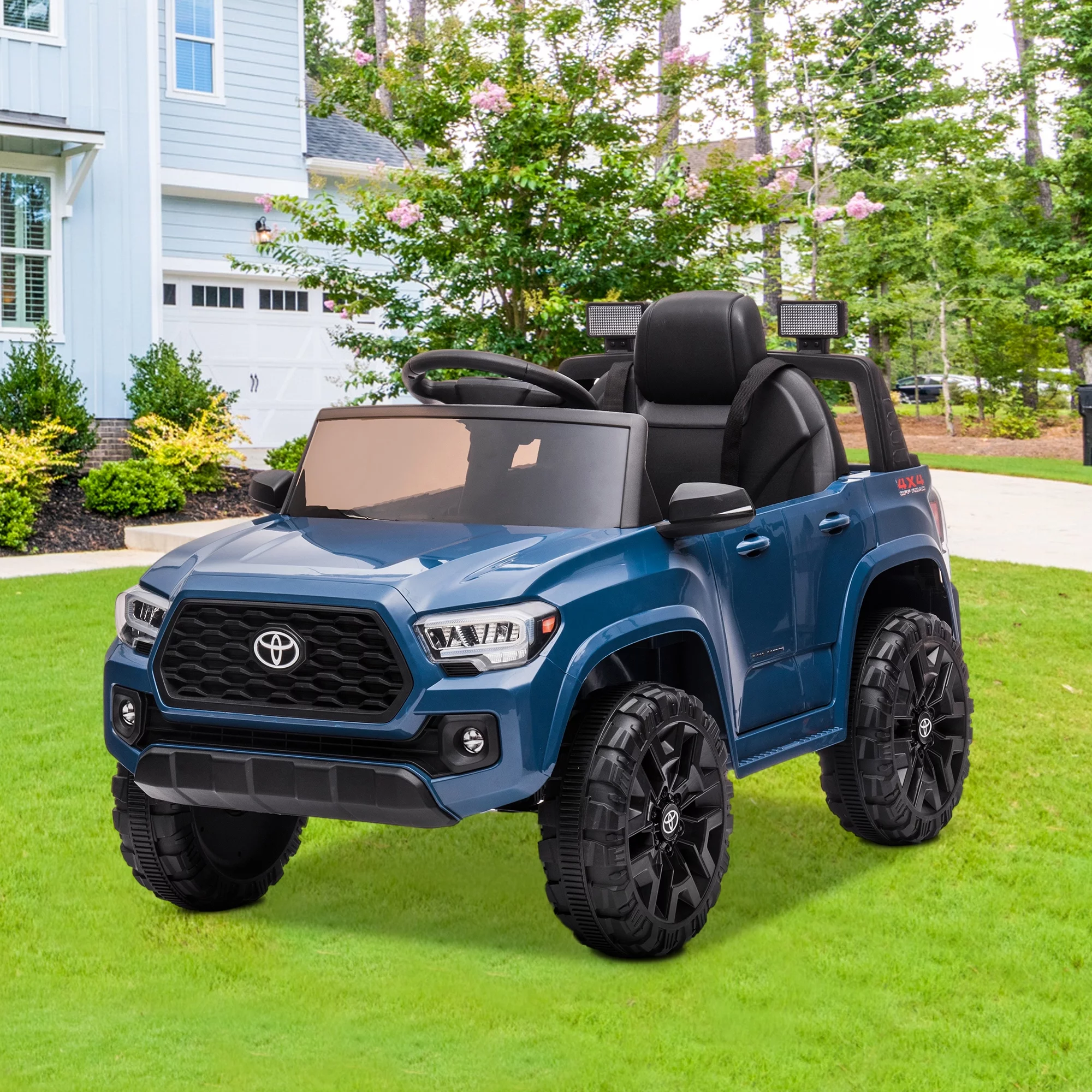 Licensed Toyota Tacoma Electric Ride on Vehicle for Kids, 12V Powered Ride on Car Toys with Remote Control, LED Lights, MP3 Player, Gray