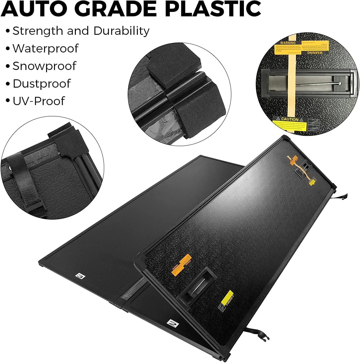 Kojem 5.5ft Hard Tri-Fold Truck Bed Tonneau Cover Compatible with 2015-2021 Ford F150 Super Crew Cab Hard Folding Pickup Truck Tonneau Cover