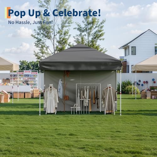 10x20 Pop Up Canopy - Easy Up Camping Tent with One Roller Bag, 3 Adjustable Height, 4 Weight Bags for Deck, Garden, Sports, Beach, Party - White