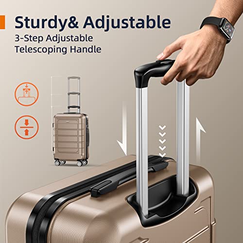 SHOWKOO Luggage Sets Expandable PC+ABS Durable Suitcase Double Wheels TSA Lock Black