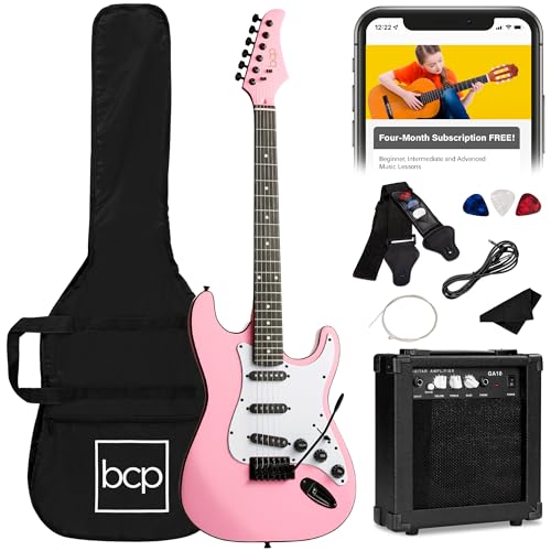 Best Choice Products 39in Full Size Beginner Electric Guitar Starter Kit w/Case, Strap, 10W Amp, Strings, Pick, Tremolo Bar - Sunburst