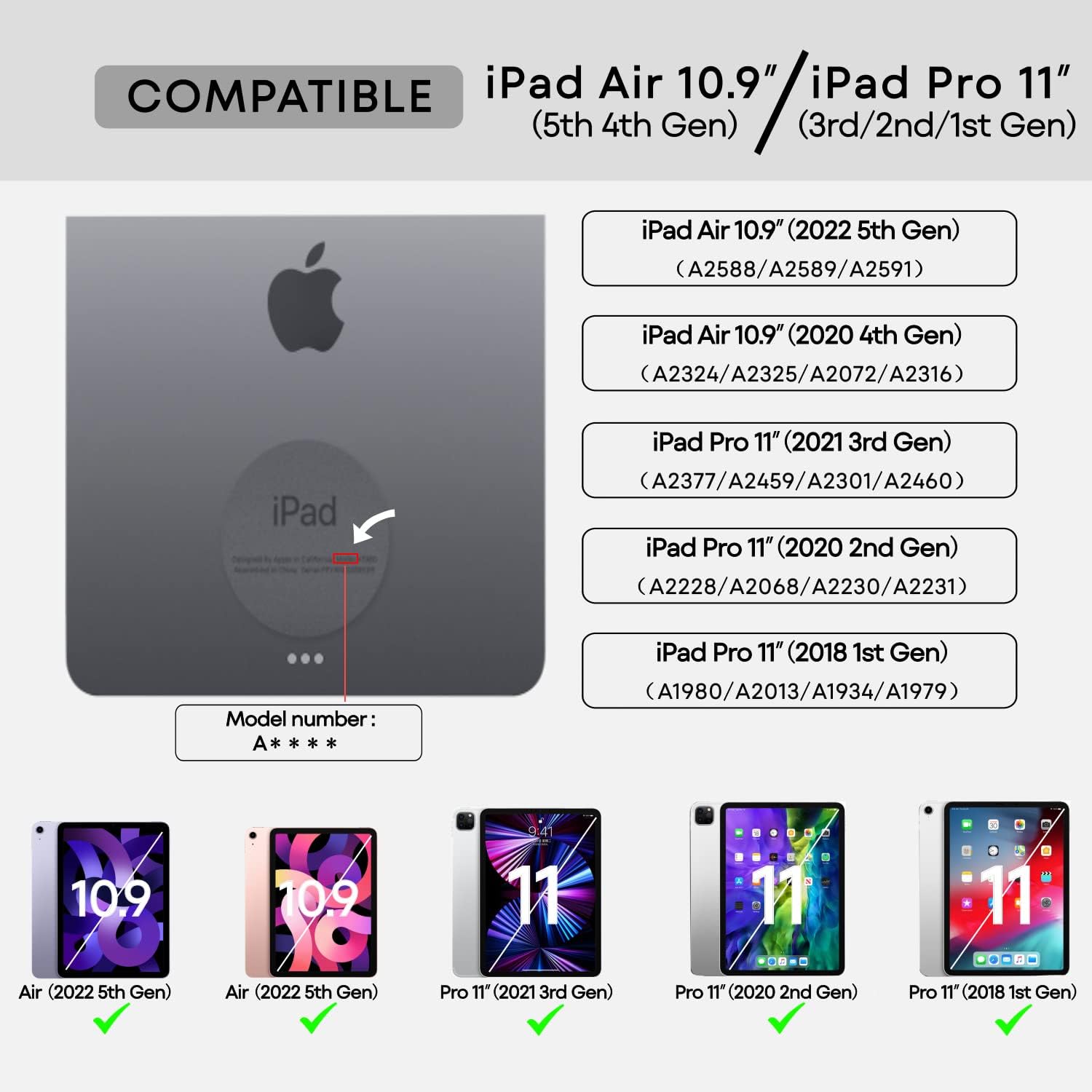 edaiser Swivel iPad Keyboard Case: for 10.9 inch iPad Air 5th 4th Generation 2022 2020 and iPad Pro 11 3rd 2nd 1st Gen 2021 2020 2018 New Magic