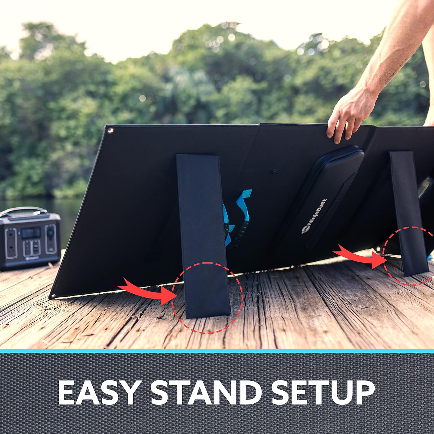 NinjaBatt 120W Foldable Portable Solar Panel for Power Stations, Compatible with Jackery Explorer, Goazl Zero Yeti