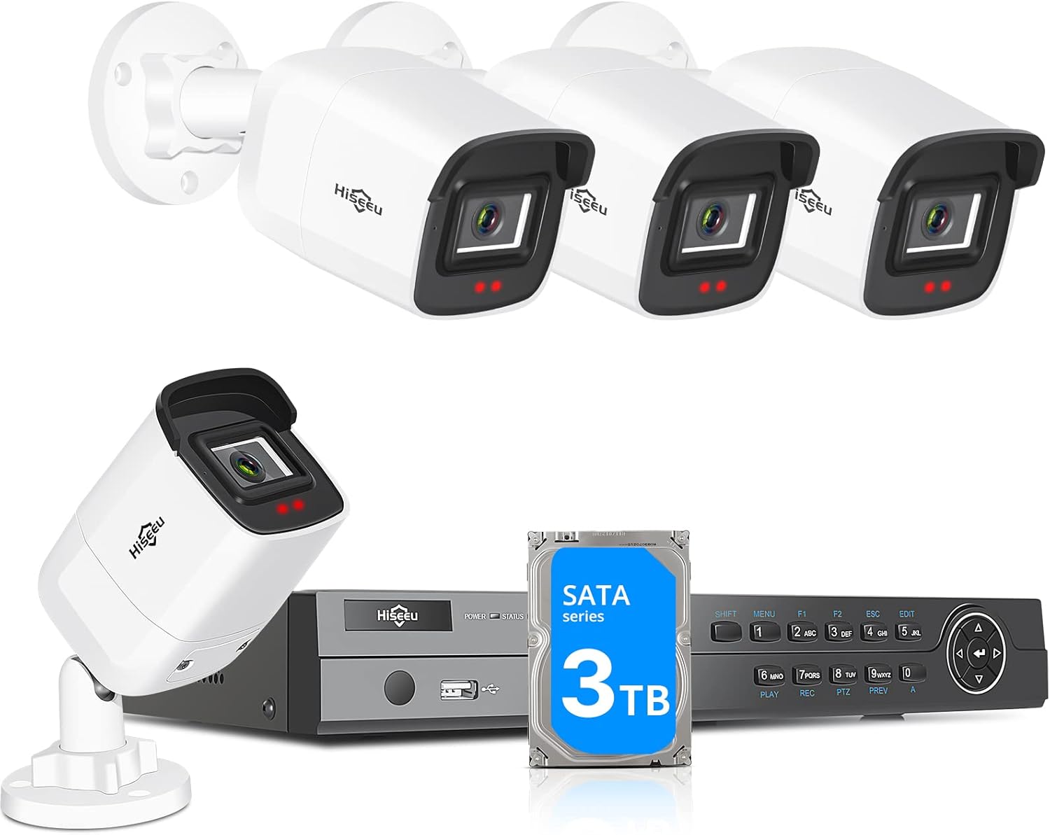 Hiseeu 5MP PoE Security Camera System,8PCS 5MP IP Security Camera for Indoor Outdoor,with 3TB Hard Drive,Face/Human Detect,2-Way Audio Support