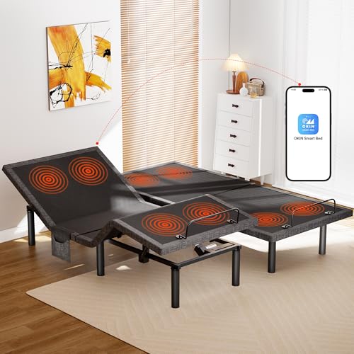 Amada Queen Adjustable Bed Frame with Massage, Head & Foot Incline, Wireless Remote, 4 Built-in USB Ports, LED Night Light, 4 Height-Adjustable Legs