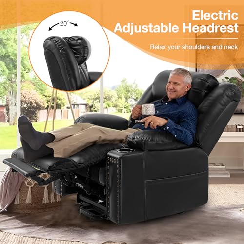 Triple Motor Large Power Lift Recliner Chair for Elderly with Heat and Massage, Lay Flat Lift Chairs for Seniors Infinite Position, Extended Footrest