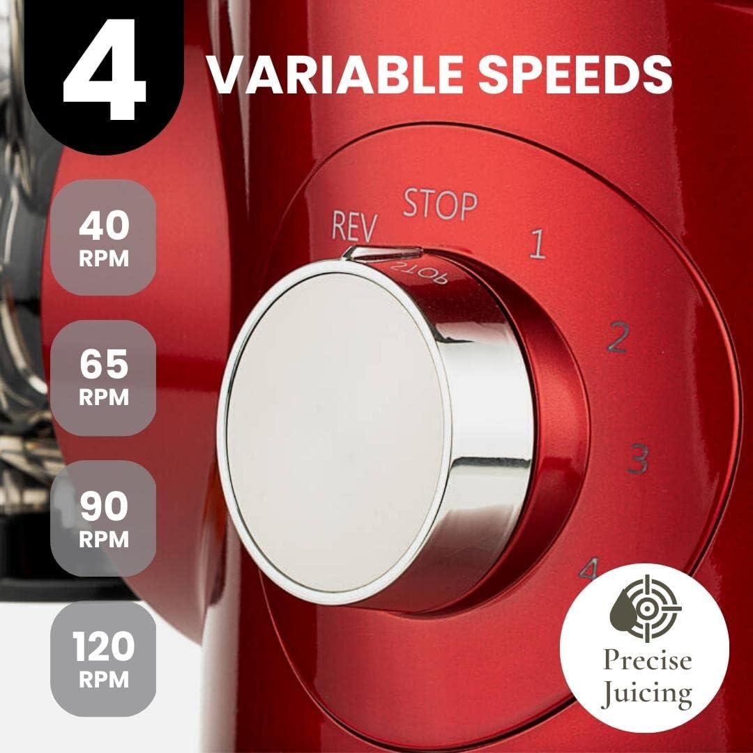 Sana 727 Supreme Cold Press Masticating Juicer | Large Batch | Non-Stop Juicing | 4 Speed Brushless DC Motor | 45-120 RPM’s | Easy clean 132 Page