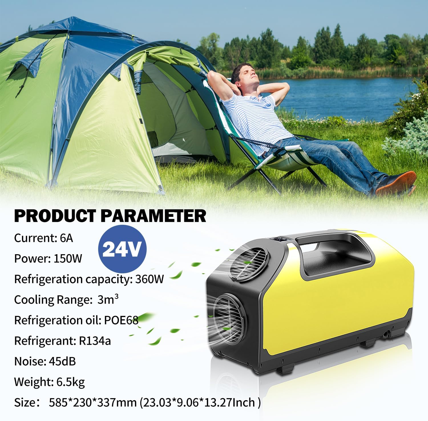 DC 24v Tent Air Conditioner Portable Air conditioner Cooling AC Unit for Outdoor Camping Tent Van RV Camper Motorhome Truck Trailer SUV Car New