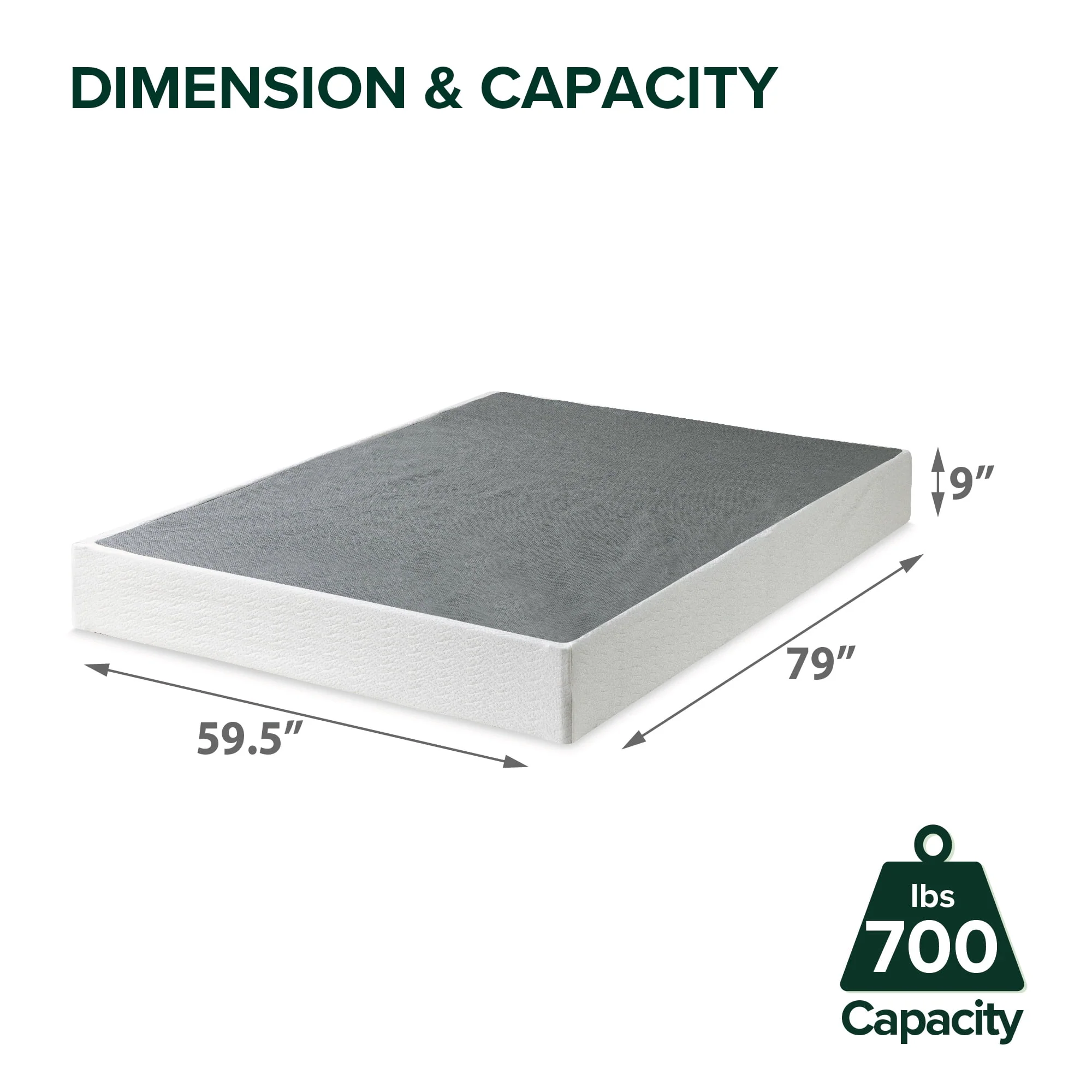 Zinus 9 Metal Smart BoxSpring® with Quick Assembly, Mattress Foundation, Queen