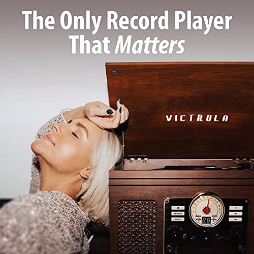 Victrola The Quincy 6-in-1 Bluetooth Record Player & Multimedia Center with Built-in Speakers &ndash; 3-Speed Turntable, CD & Cassette Player