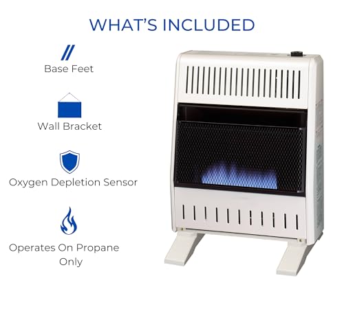 ProCom Heating Liquid Propane Ventless Blue Flame Heater With Base Feet - 30,000 BTU, Manual Control - Model# ML300HBA-B