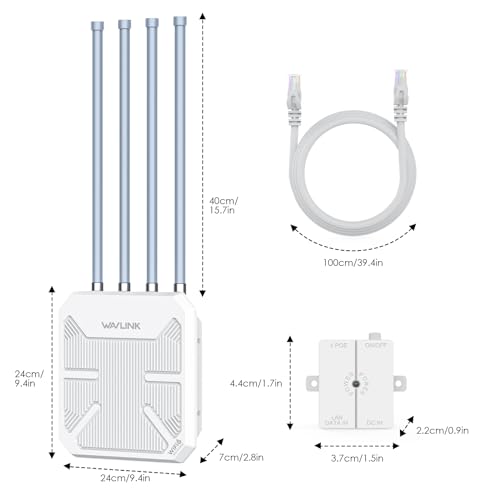 WAVLINK AX3000 Outdoor WiFi 6 Extender Long Range, WiFi 6 Outdoor Wireless Access Point, Support Active PoE, 4x8dBi Antennas,Outdoor WiFi Solution