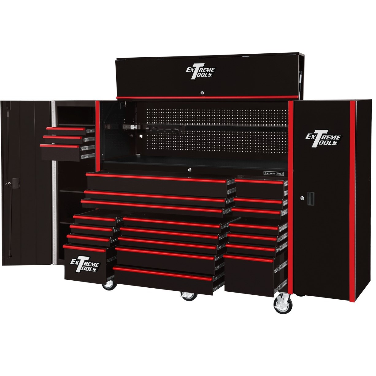 Extreme Tools 72 x 25 19 Drawers Roller, Hutch & 2 Side Lockers Combo