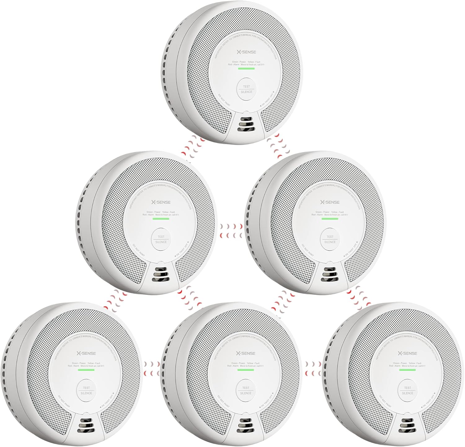 X-Sense Wireless Interconnected Combination Smoke and Carbon Monoxide Detector, 10-Year Battery Powered Fire and CO Alarm, SC06-W, Pack of 3