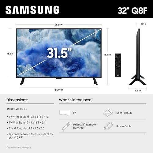 Samsung 65-Inch Class QLED Q8F 4K UHD Smart TV (2025 Model) Q4 AI Processor, 100% Color Volume with Quantum Dot, AirSlim Design, Endless Free Content