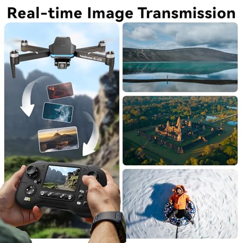 TD31LCD Drone with Camera for Adults, Drones with LCD Screen Remote Control, Real-time Transmission, Brushless Motor, Fine Tuning Function