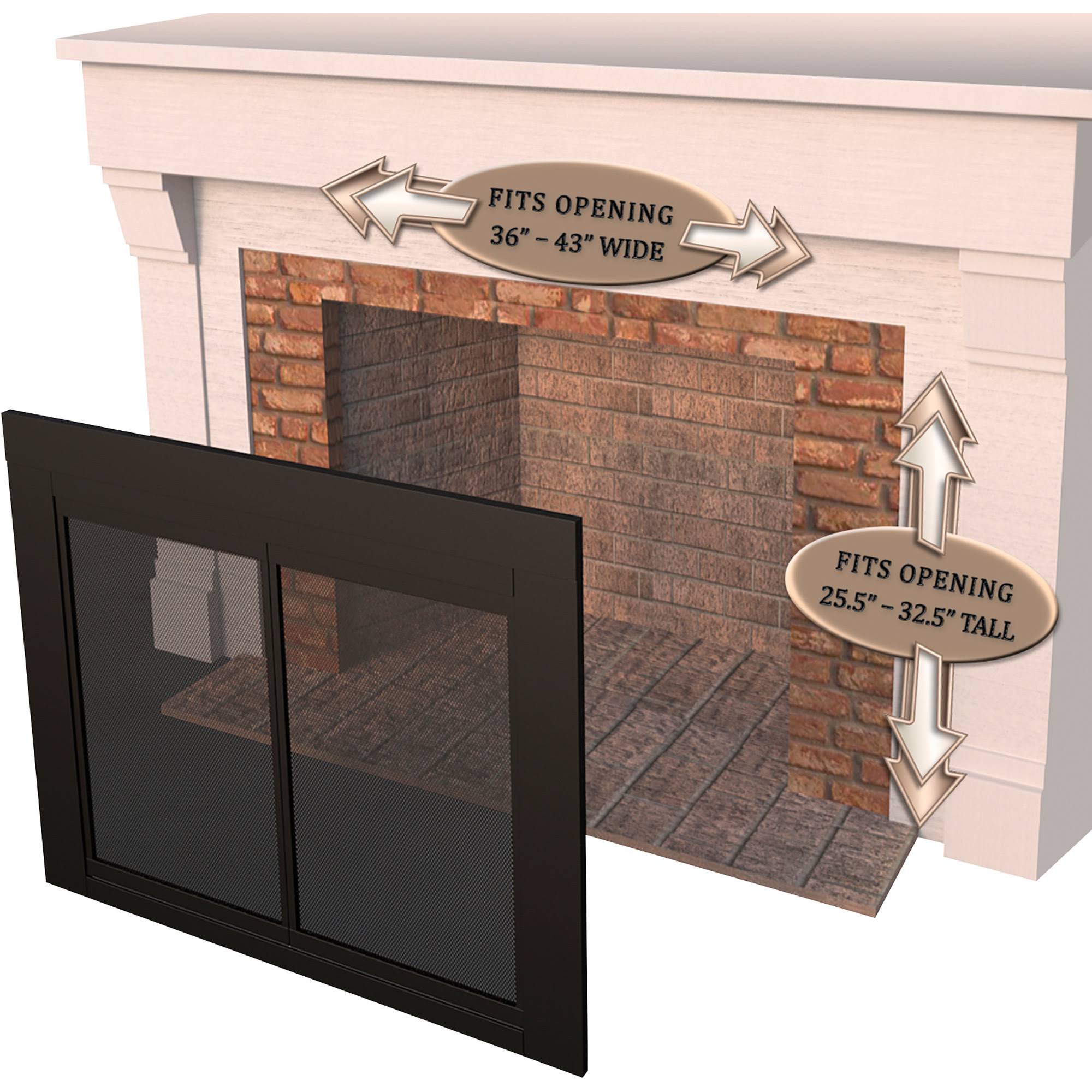 Pleasant Hearth CA-3202 Cahill Fireplace Glass DOOR, Antique Brass, Large