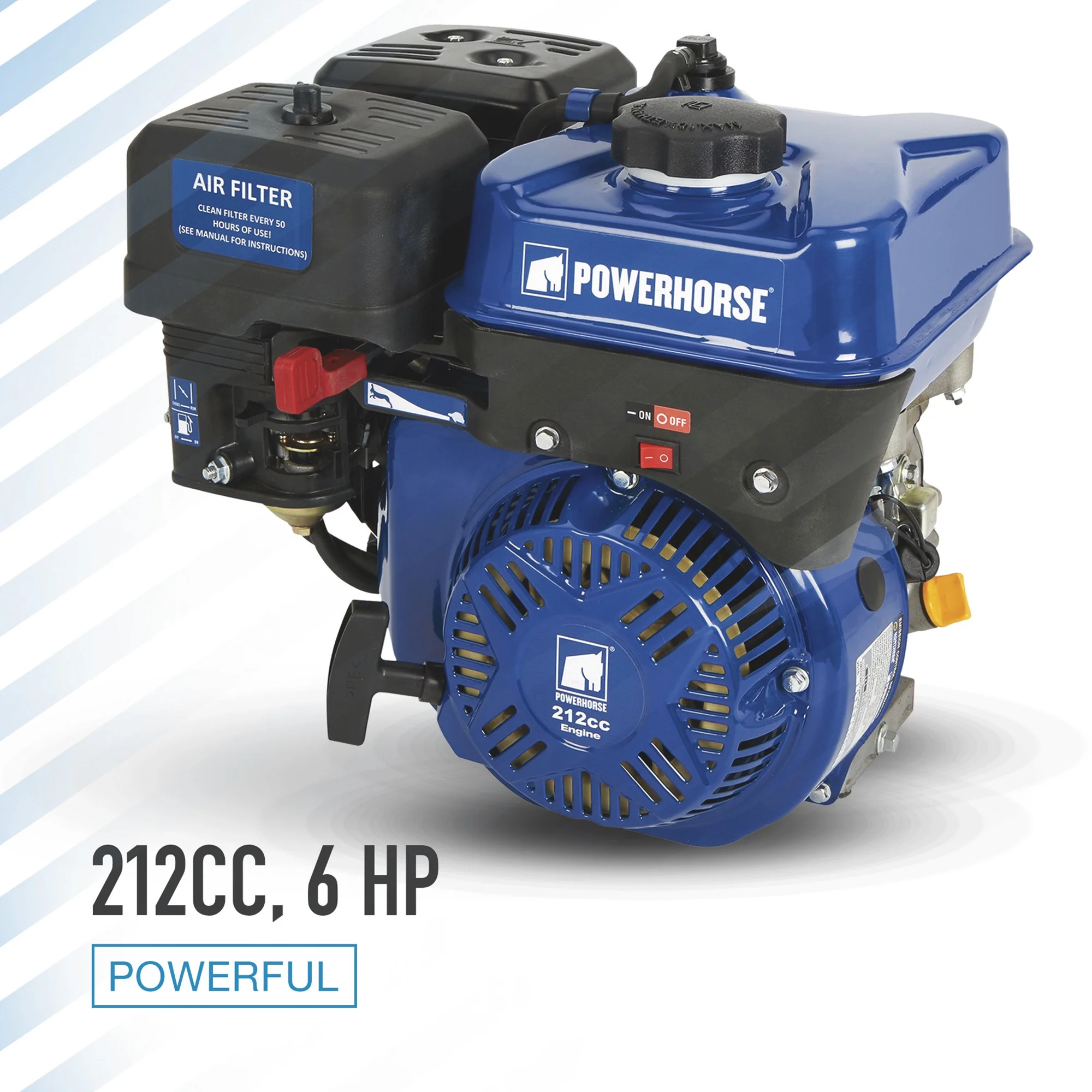 Powerhorse OHV Horizontal Engine - 212cc, 6 HP, 3/4in. x 2 7/16in. Shaft