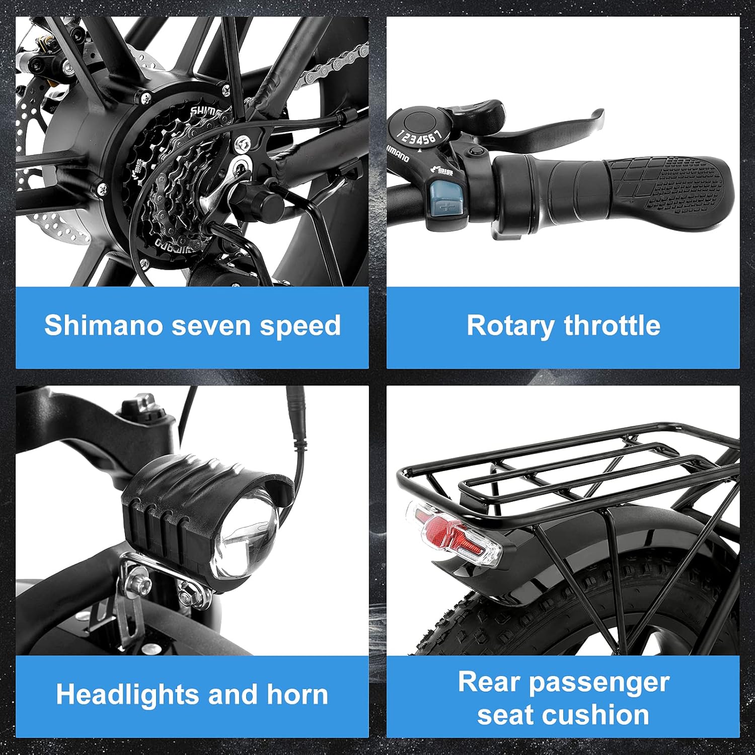 Electric Bike for Adults, 20" E-Bike 750W Motor, 48V 13Ah Fodable E Bike, 7-Speed Gear Electric Bicycle, LCD Display, Black
