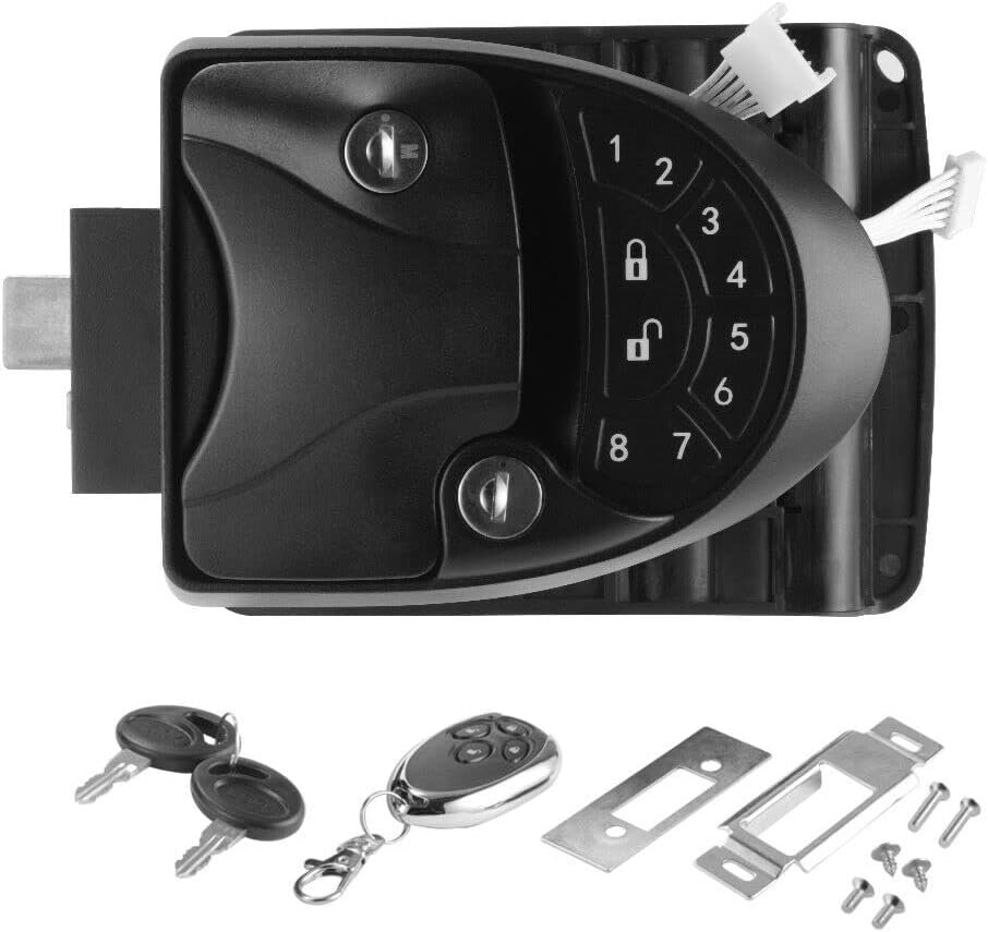 RV Keyless Entry Door Lock Caravan Lock Latch Knob Advanced Trailer Camper Parts with Advanced Keyless Handle and Integrated Keypad Compatible with