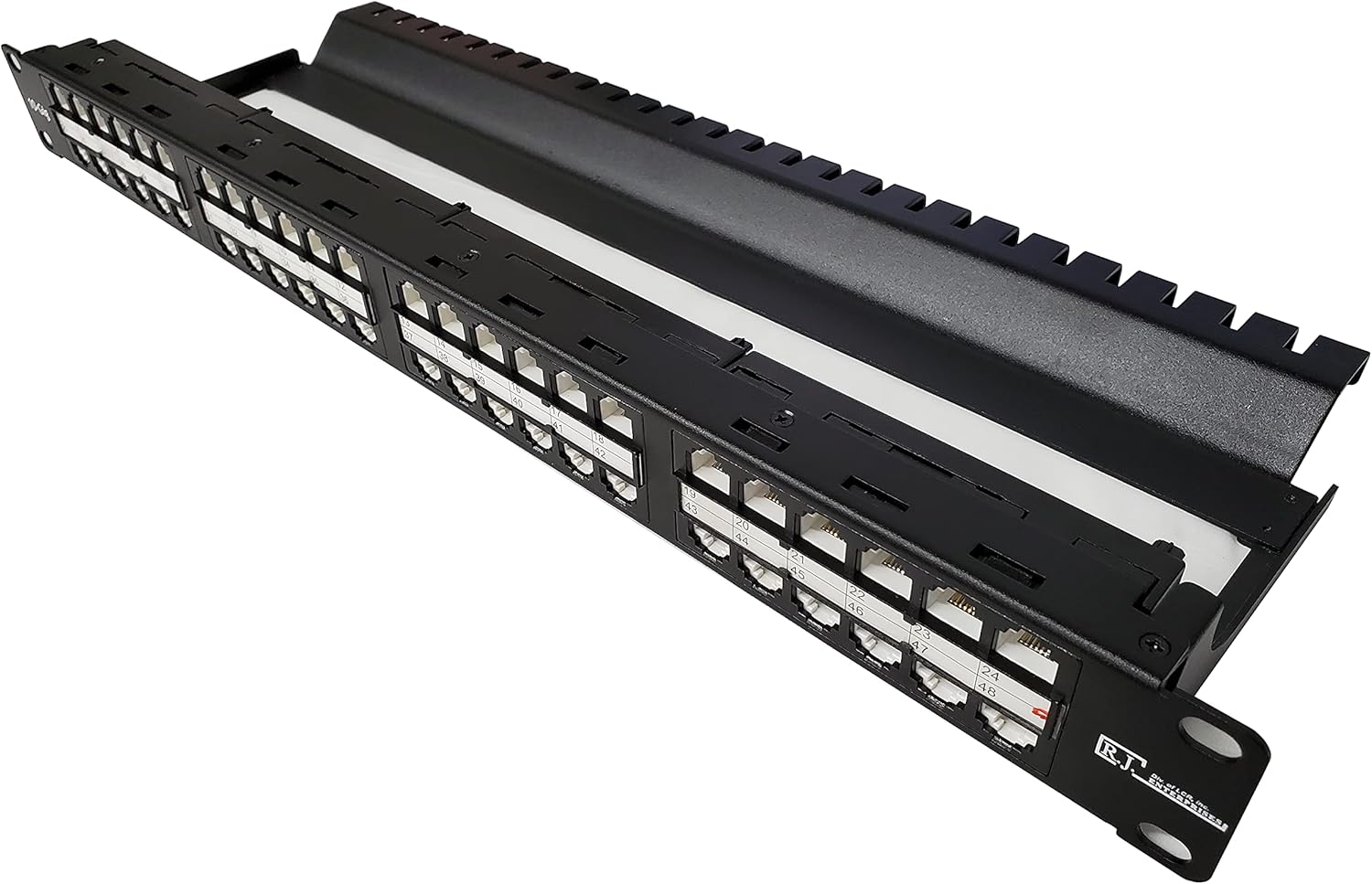R.J. Enterprises® -HDPP-C6-48 ONE U-No Punch Down,Cat6,Patch Panel (10 Gig,TOOL-LESS, Feed Through