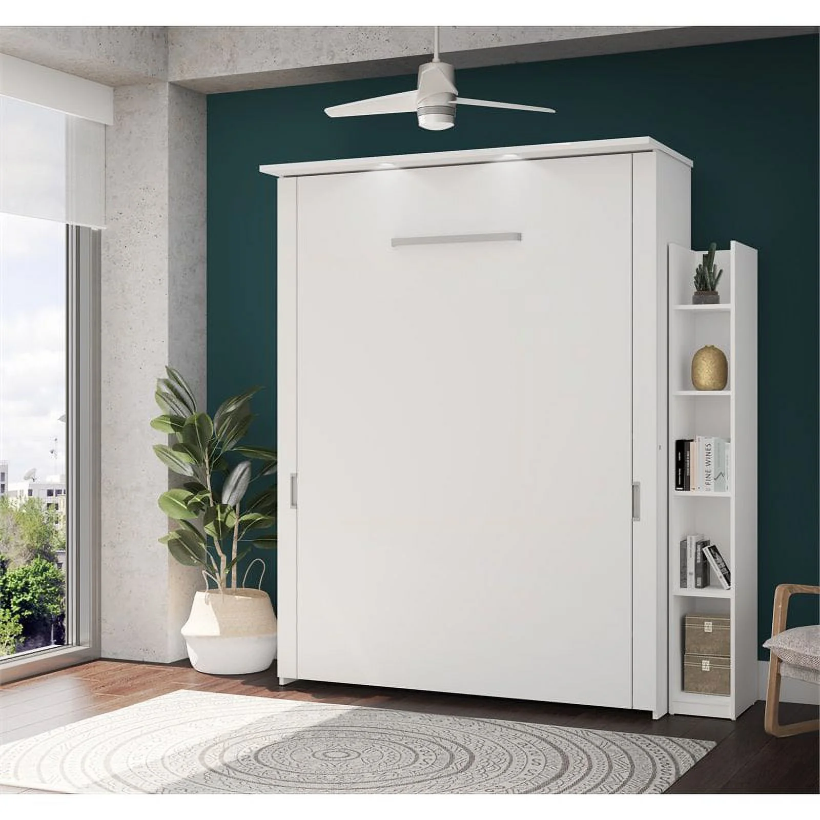 Atlin Designs 76" Queen Murphy Bed and 1 Storage Unit in White