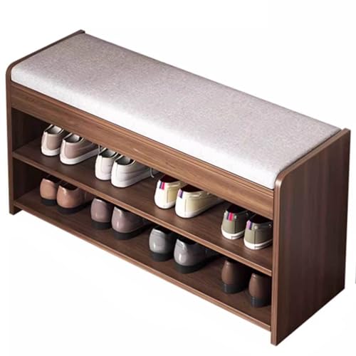 Shoe Bench with Storage Shelf - 2-Tier Footwear Rack Shoe Cabinet with Cushion Padded Seat - Shoe Storage Organizer for Entryway, Hallway,Bedroom