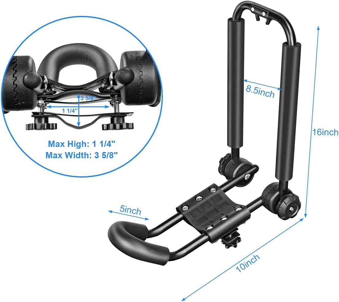 DRSPORTS Two Pairs Universal Foldable J-Bar Kayak Rack Folding Car Roof Top Carrier for Canoe, SUP, Kayaks