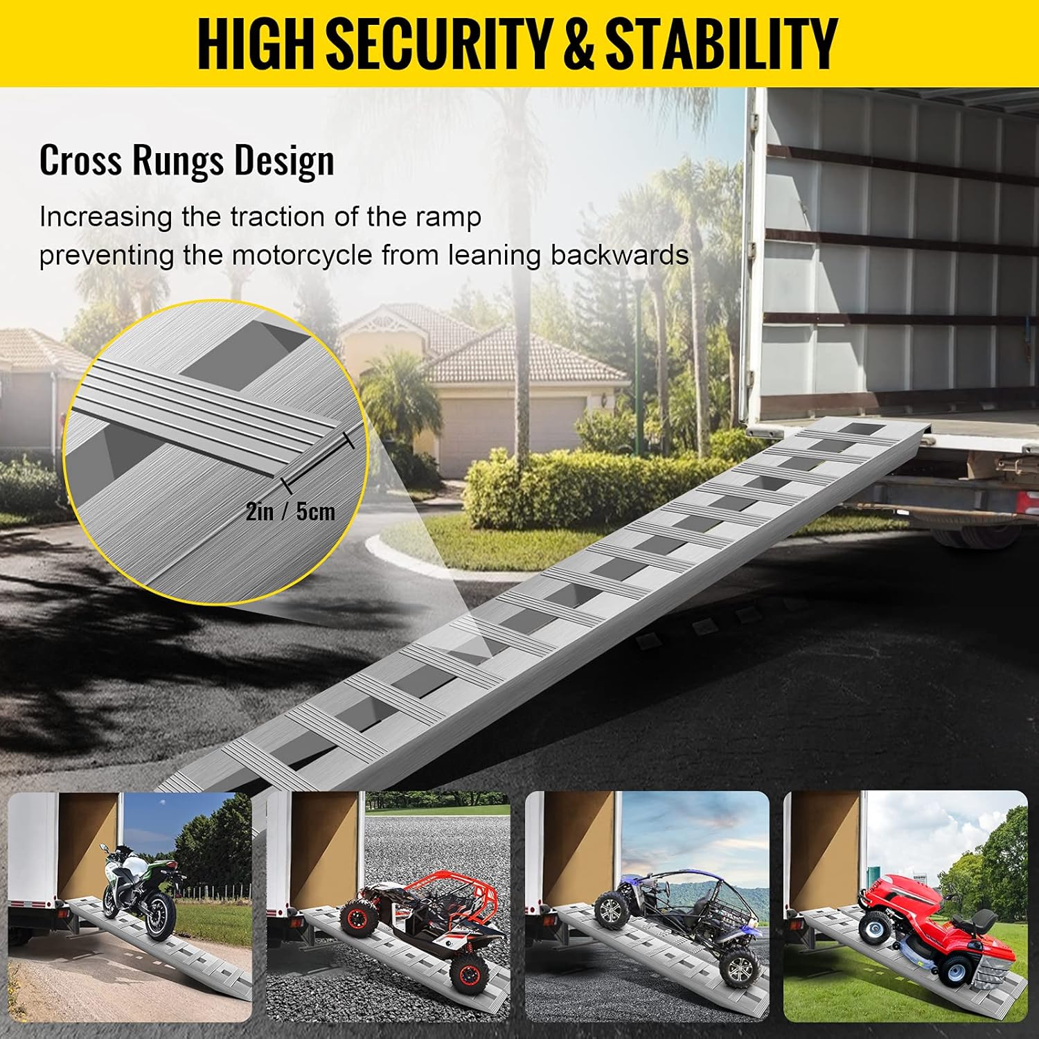 84'' X 15'' Aluminum Trailer Ramps 6000LBS Total Beavertail Hook End 1 Pair 2 Ramps