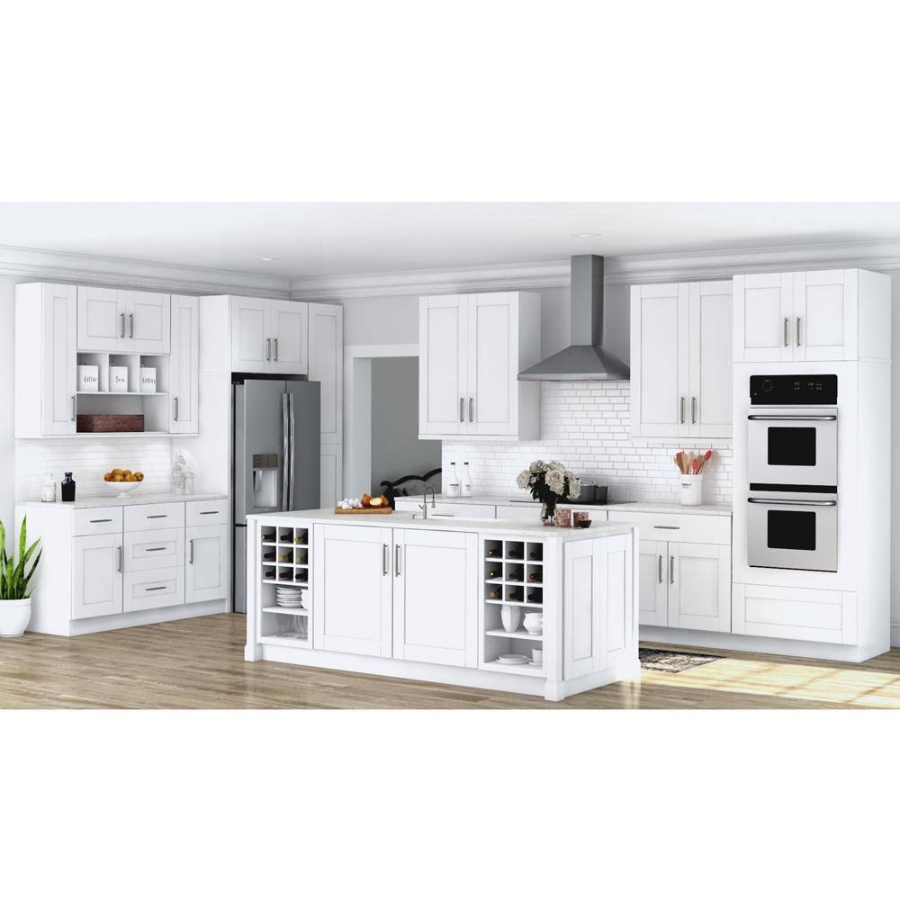 Hampton Bay Shaker Assembled 12x34.5x24 in. Base Kitchen Cabinet with Ball-Bearing Drawer Glides in Satin White KB12-SSW