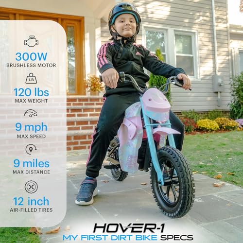 Hover-1 My First Dirt Bike for Kids - 300W Motor, 9MPH Max Speed, 9 Mile Range, 12” Off-Road Tires, 120LB Max Weight