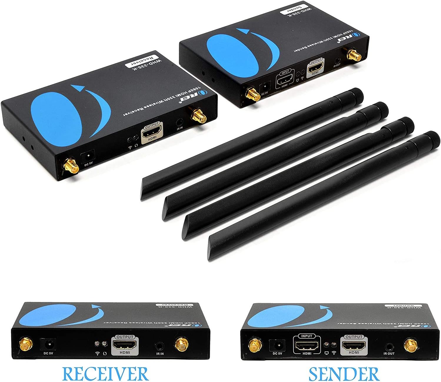 Wireless HDMI Transmitter & Receiver Extender by OREI - Upto 300 Feet - Long Range - Perfect for Streaming from Laptop, PC, Cable, Netflix, YouTube