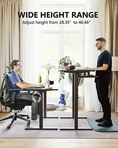 KHBIULIFE Electric Standing Desk  55 x 24 Inches Height Adjustable with Keyboard Tray  Ergonomic Workstation for Home Office  White Frame/Light