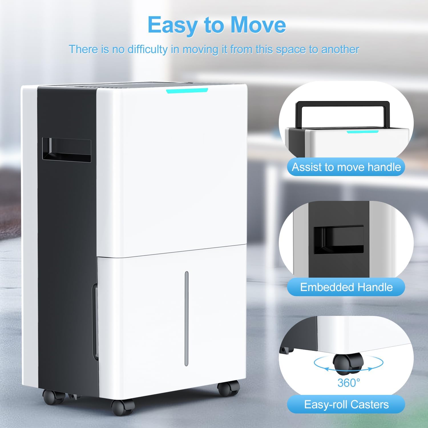 1500 Sq.ft Dehumidifier for Basement, 21 Pints Dehumidifier for Home and Basements, Auto or Manual Drainage, Auto Defrost, Quietly Remove Moisture