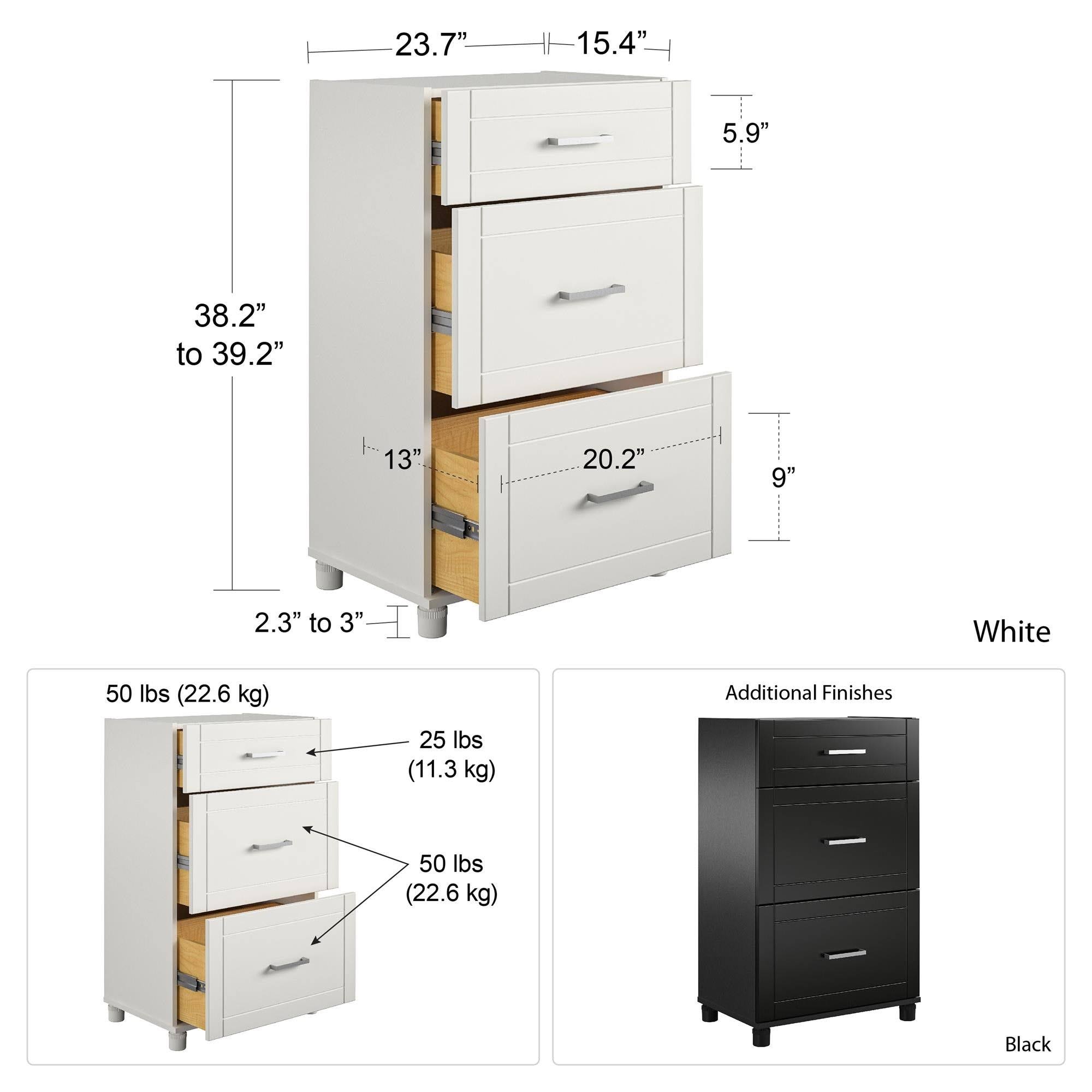 Avenue Greene Coyle 24 inch 3 Drawer Base Cabinet - White DO69996