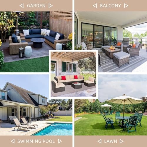 Shintenchi 6 Pieces Patio Furniture Sets Outdoor All-Weather Sectional Patio Sofa Set PE Rattan Manual Weaving Wicker Patio Conversation Set with