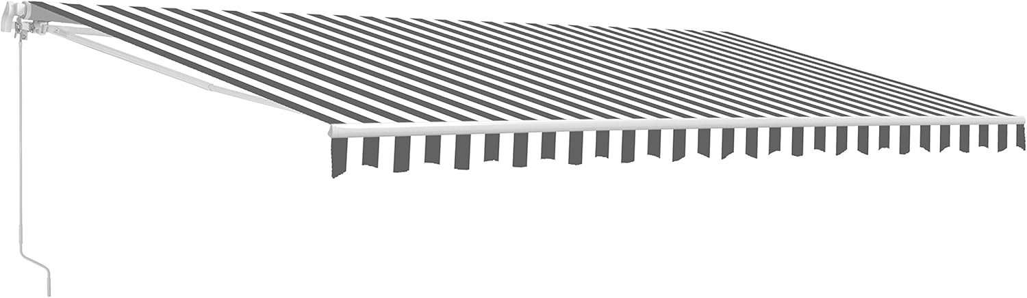ALEKO Retractable 13x10 Feet Motorized White Frame Patio Awning - 100% Polyester Canopy, Cover, Sun Shade, Shelter for Yard, Deck, Balcony